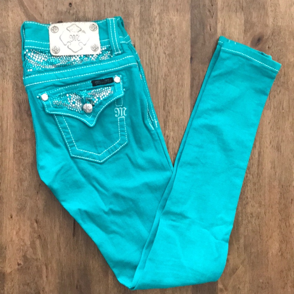 Miss Me Turquoise skinny jeans